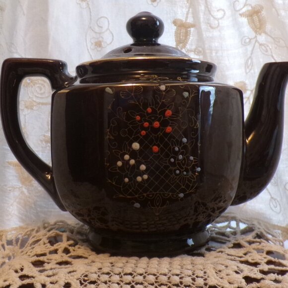 Vintage Red Ware Hand-painted Japanese Teapot | 1950 | Mid Century - Picture 5 of 11